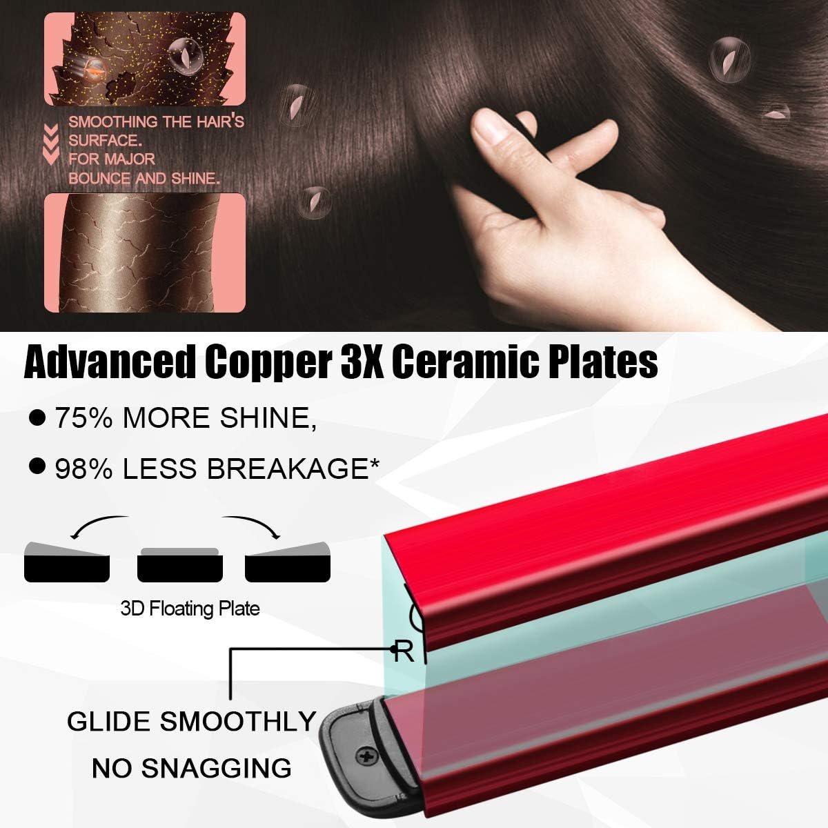Professional Titanium Flat Iron Hair Straightener and Curler, AXUF 2 in 1 Nano Tourmaline Ceramic Straightener and Curling Iron for All Hair Types with Adjustable Temp, 1 Inch Dual Voltage,Auto Off: Health & Personal Care