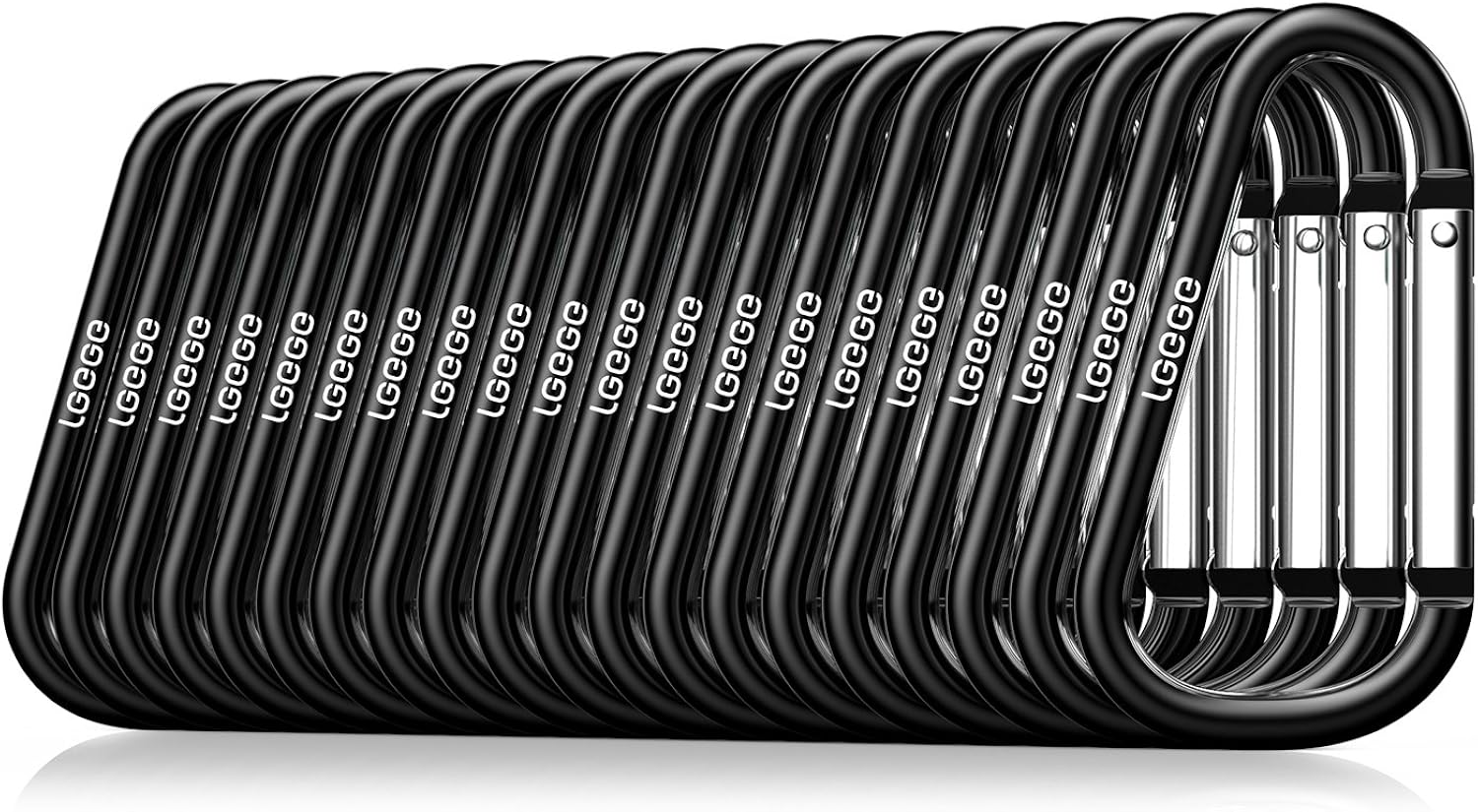 LGEGE 2.5" Aluminum Carabiner Clip D Shape Buckle - Spring Snap Key Chain Clip Hook, Keychain Clip, Multipurpose for Camping, Hiking, Fishing Or As A Key Organizer , Black ( 20pcs Pack ): Clothing