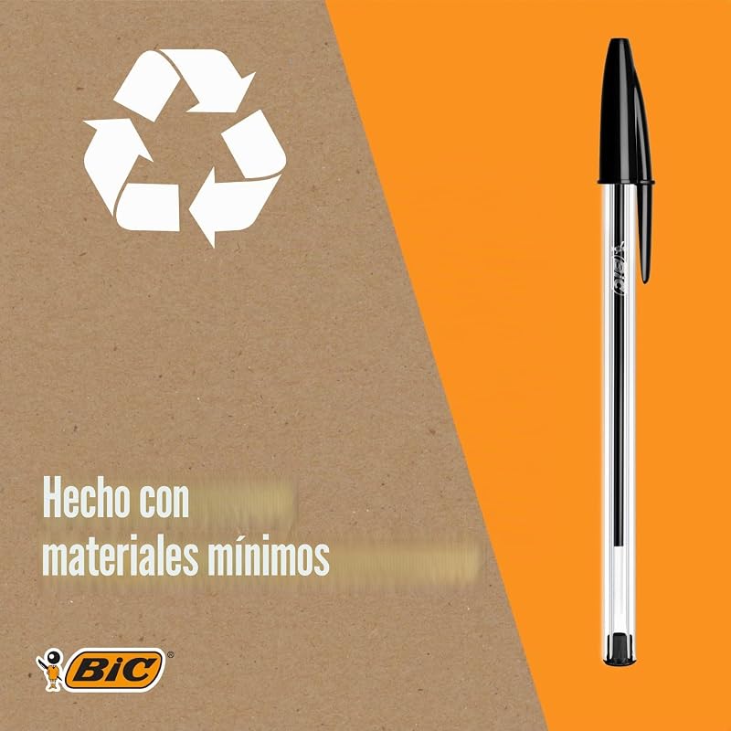 Cristal Original 8373631 - Caja de 50 Unidades, Bolígrafos Punta Media (1,0 Mm), Color Negro