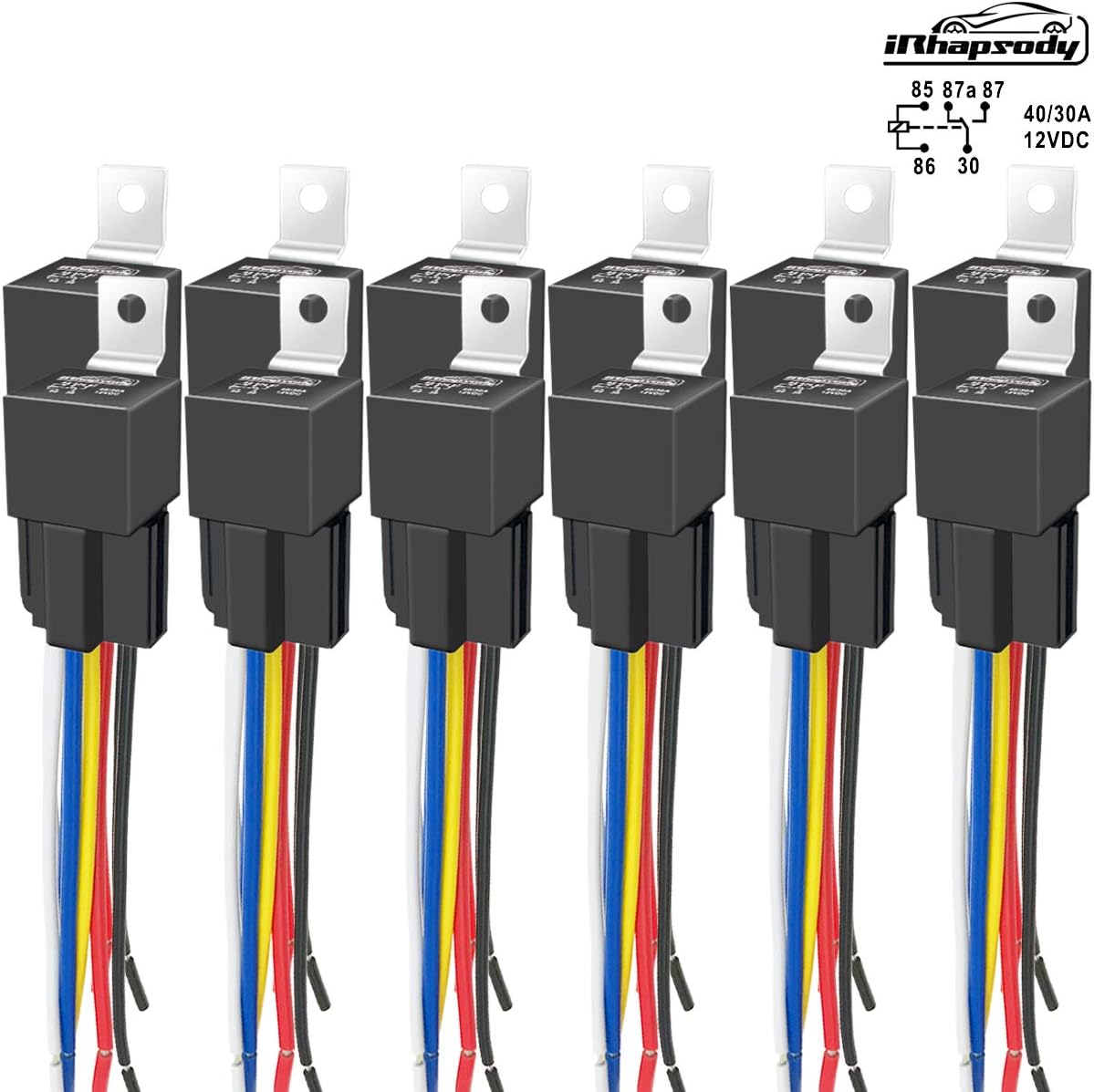 12 PACK 5 Pin SPDT 40/30 AMP 12 V DC Relay and Harness