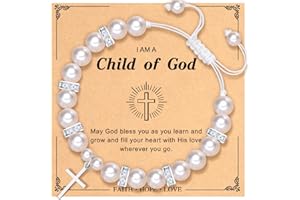 Paderast Cross Bracelet for Girls, Baptism First Holy Communion Confirmation Gifts for Girls, Christening Christian Jewelry Gifts for Teens Girls Teenage Girl Granddaughter Daughter Niece Catholic