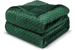 GREAT DAXING Weighted Blanket for Adults Queen Size 15 lbs, Soft Minky Dot Cozy Heavy Blanket for Sleep, Reversible Breathable Warm Blanket with Glass Beads, Dark Green 60 x 80 inches