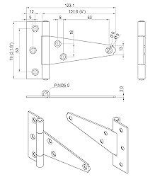 QCAA Stainless Steel Heavy Tee Hinge, 4" x 3-1/8" x