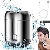 2026 New Model Mini Dual-Head Electric Shaver, Electric Mini Portable Razor, Pocket Size Washable Double Head Razor, Rechargeable Waterproof Compact Electric Shaver for Home, Car, Travel (Silver)