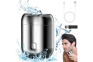 DOUNIU 2025 New Model Mini Dual-Head Electric Shaver, Electric Mini Portable Razor, Pocket Size Washable Double Head Razor, Rechargeable Waterproof Compact Electric Shaver for Home, Car, Travel (Silver)