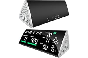 LANGKOU 10-in-1 Air Quality Monitor Indoor - High Accuracy Portable Co2 Detector for PM2.5/PM10/PM1.0, TVOC, Temperature & Humidity, Air Quality Tester for Home