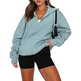 onlypuff Women Half Zipper Pullover Sweatshirt Long Sleeve Hoodies Kangaroo Pocket Fleece Basic Sweater