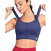 VFUS Zip Front Adjustable High Impact Sports Bras for Women Large Breasts Full Coverage Workout Running Removable Pads
