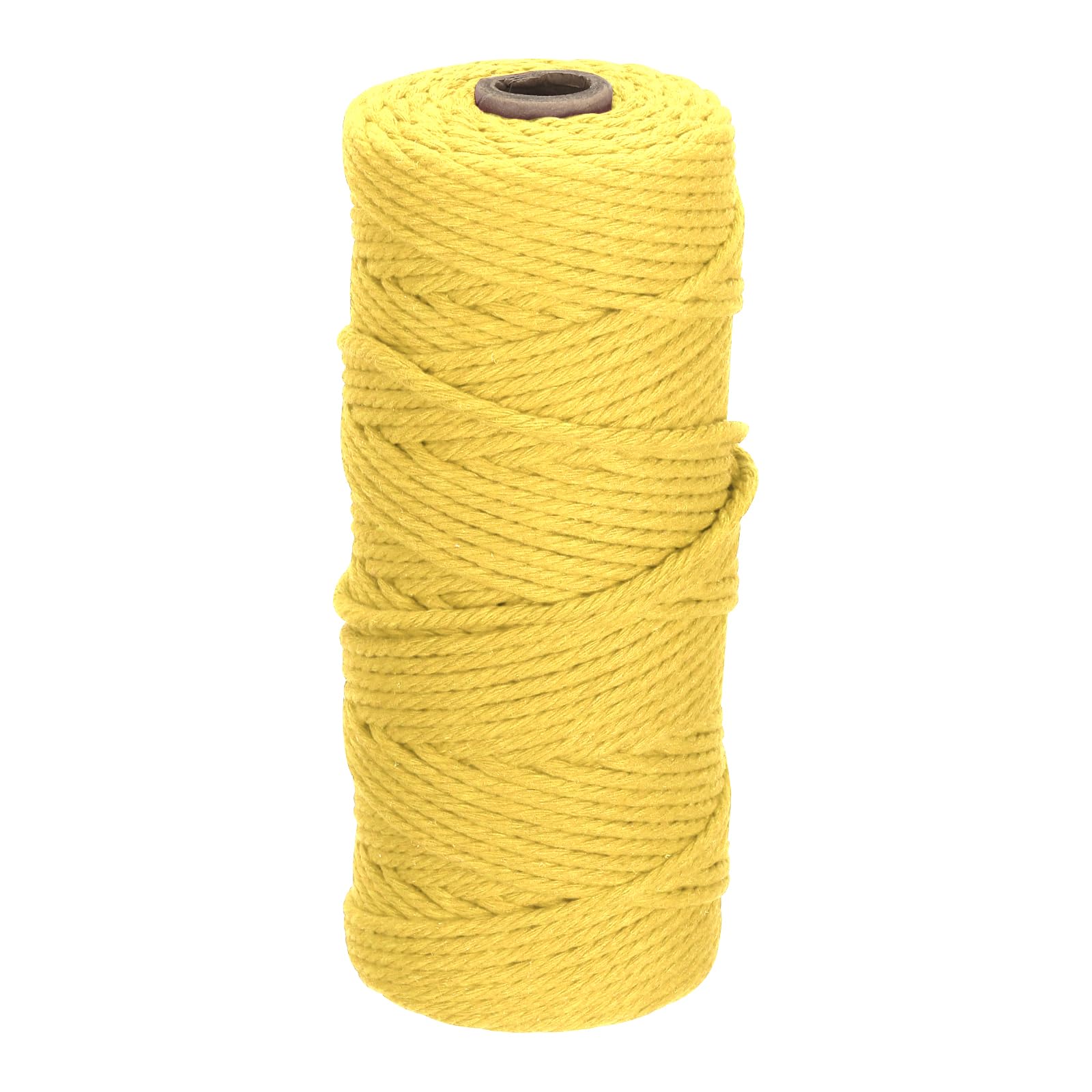 DMiotech 3mm x 100M (109 Yard) Yellow Natural Cotton Macrame Rope, Wall Hanging Handmade 2 Strands Twisted Macrame Cotton Cord for Plant Hangers, Gift Wrapping Wedding