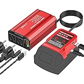 300W Power Inverter Compatible with Milwaukee M18 Battery, DC 18V to AC 110V Portable Power Station Generator with 2 AC Outlets & 1 Type-C PD 65W &1 Type-C PD 20W & 2 USB A 18W Max for Emergency Power