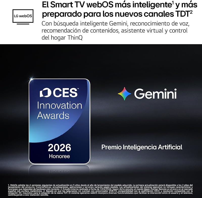 OLED65B65LA - Smart TV OLED AI 65" 4K Sin Reflejos 98.3%, 2026