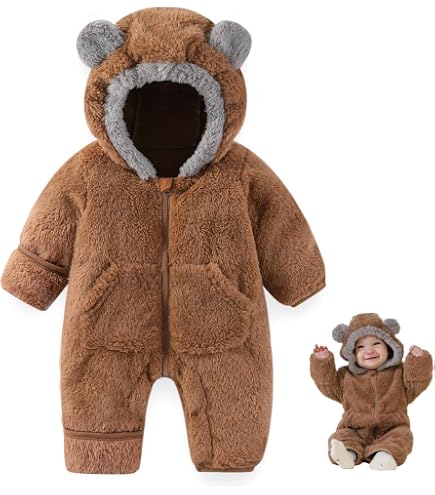 Amazon.com: Baby Fluff𝘆 Jumpsuit Hooded Fleece Rompers Long