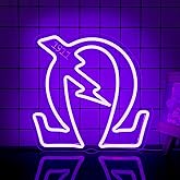Psi Phi Fraternity Neon Signs for Wall Decor, Omega Neon Sign Purple Dimmable Led Psi Phi Fraternity Greek Lightning Neon Sign for Club Party Bedroom Dormitory Friend Holiday Gifts(11.8 * 11.4in)