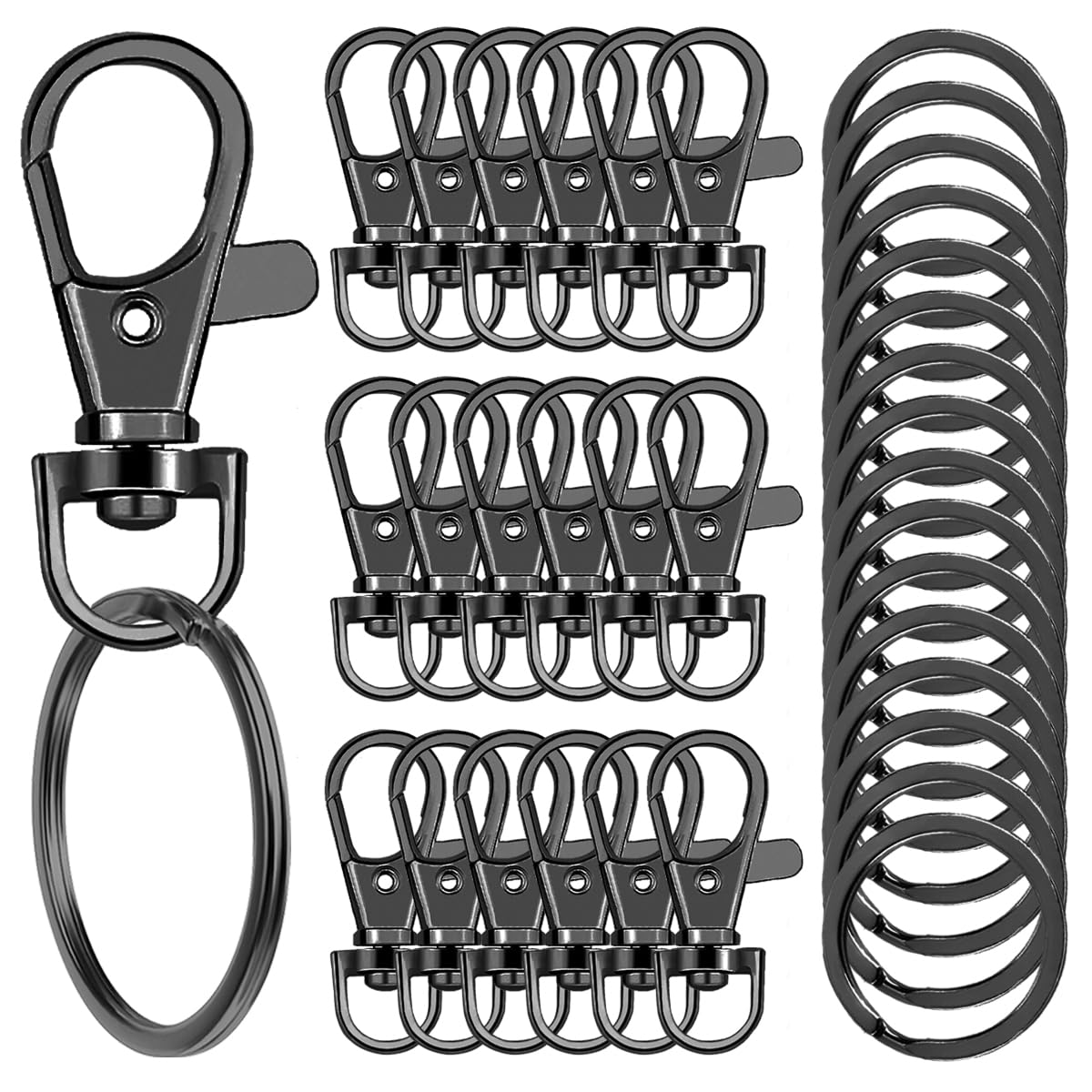 Photo 1 of 100 Pcs Keychain Hooks with Key Rings, Keychain Clip Hooks with Rings for Lanyard Jewelry Making DIY Crafts(50 Pcs Metal Lobster Claw Clasps + 50 Pcs Flat Key Rings) (Black)