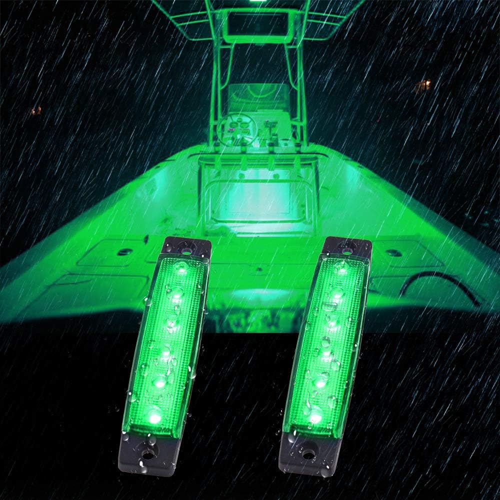 MNJ MOTOR 6pcs Marine Boat Fishing Lights, 12V Waterproof Utility Led Interior Light - Boat Deck Courtesy Transom Cockpit Light For Yacht Fishing Pontoon Boat Sailboat Kayak Bass Boat Vessel-Green: Automotive