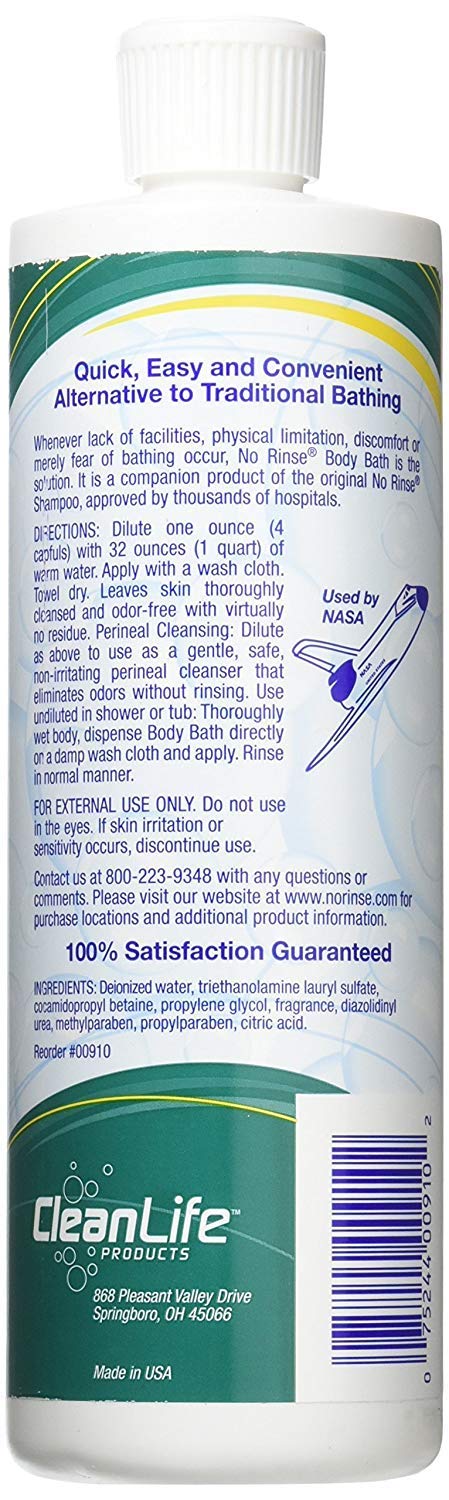 No-Rinse Body Bath, 8 fl oz - Leaves Skin Clean, Refreshed and Odor-Free (Pack of 2) - Makes 16 Complete Baths : Bath And Shower Gels : Beauty