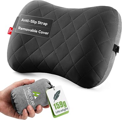 HIKENTURE Ultralight Inflatable Pillow with Removable Cover Neck Support Travel