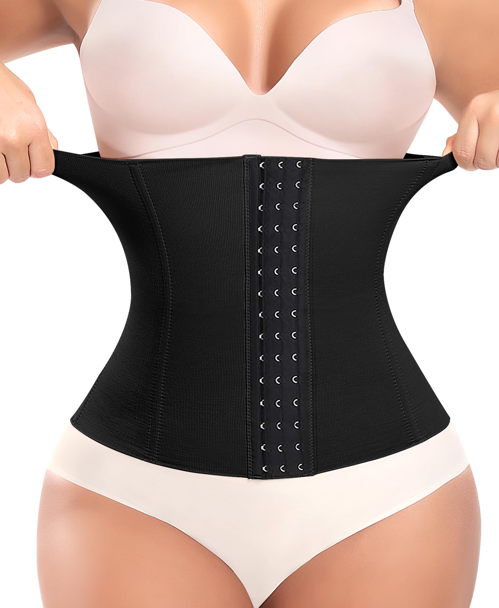 Photo 1 of Werena Waist Trainer for Women Corset Shapewear Tummy Control Slimming Body Shaper Girdle Waist Cincher Belly Band(A# Black-5, Medium)