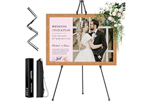 HANMIR Artist Easel Stand for Display, Portable Easel for Wedding Signs & Painting, 65'' Floor Adjustable Easel for Display with Bag, Metal Painting Easel for Welcome Sign, Drawing, Poster, Canvas, Black