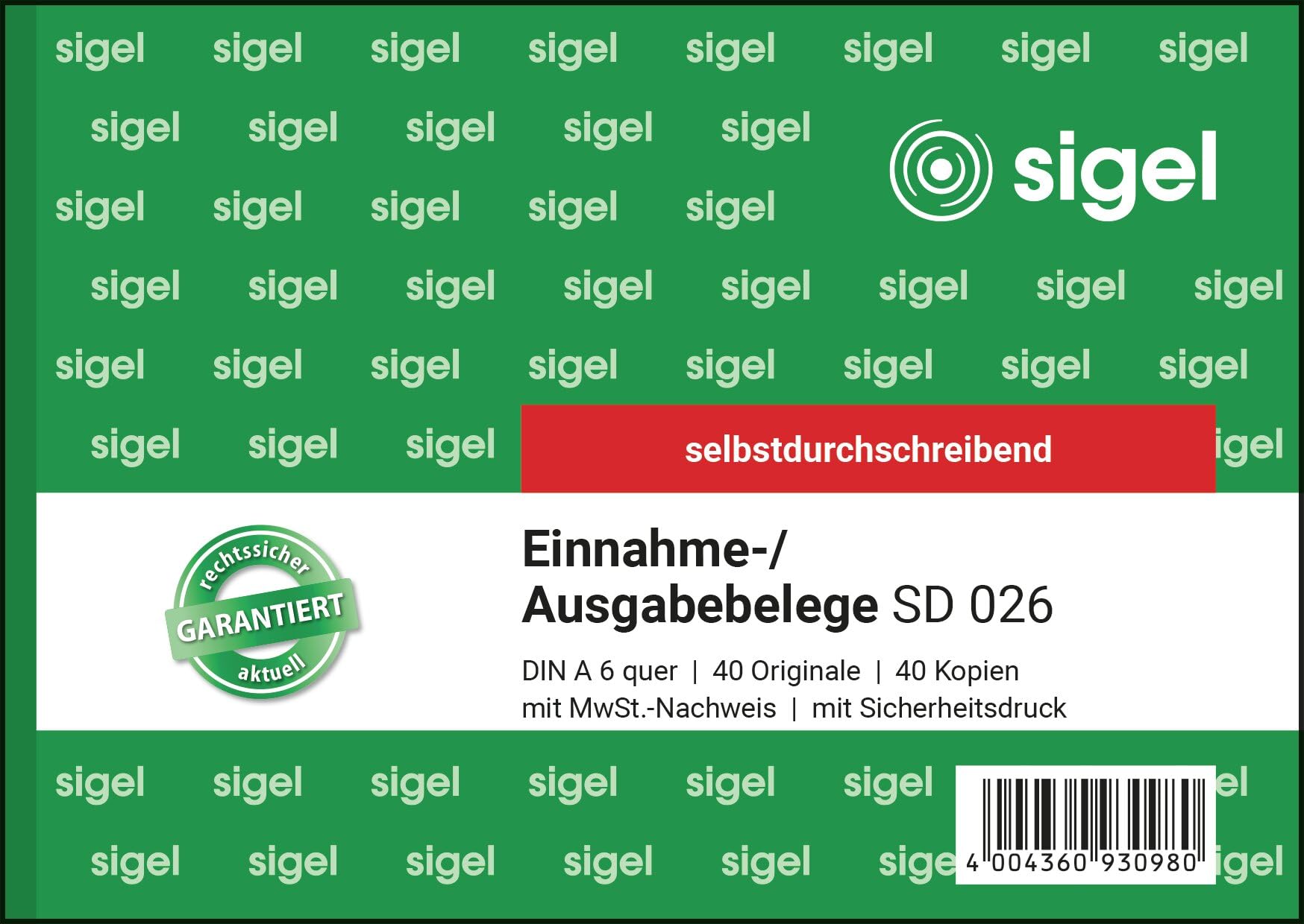 Sigel – Output/Input Receipt Horizontal Format Carbonless Copying, 2 x 40 Sheets Pack of 1