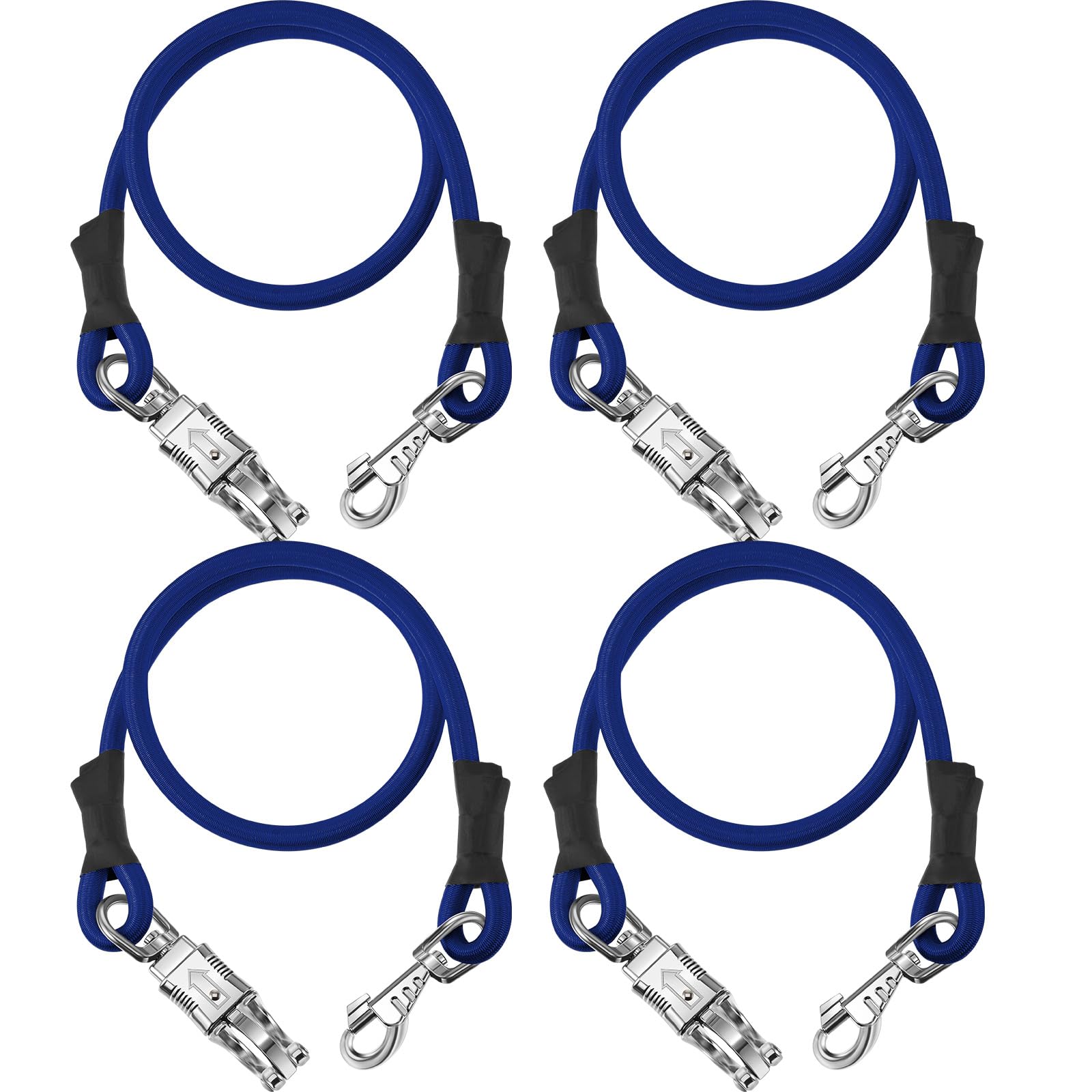 Photo 1 of 4 Pack Bungee Cross Ties Set Horse Trailer Tie Straps Bulk Bungee Cords with Snaps for Horse Trailer Accessories, 36 Inch Long (Royal Blue)