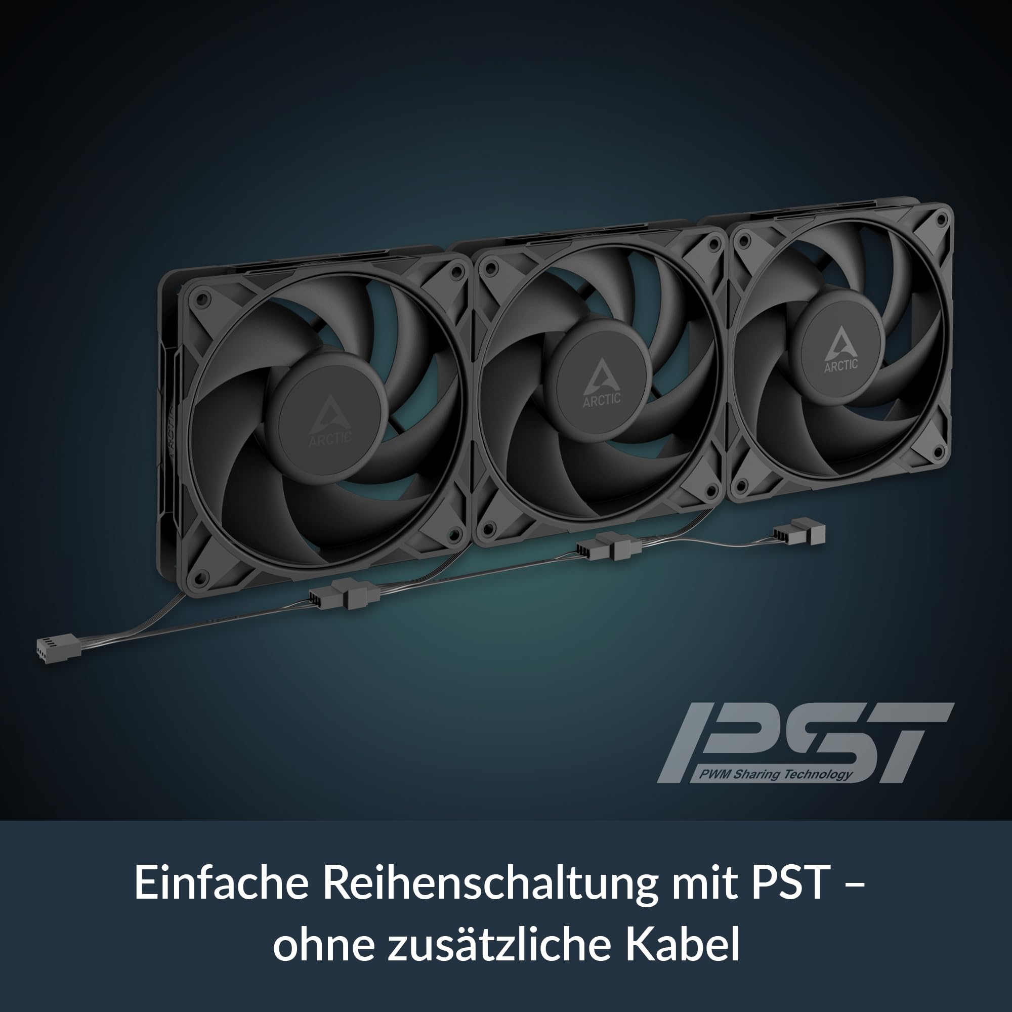 ARCTIC P12 Pro PST (5 Stück) - Leistungsstarker Premium PC Lüfter, 120 mm PWM Case Fan mit Y-Kabelsplitter, Gehäuselüfter, 600–3000 rpm, 0 rpm <5% PWM, Hydrodynamisches Gleitlager, 4-Pin - Schwarz 6