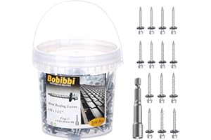 BOBIBBI Metal Roofing Screws 10 x 1-1/2 inch, Hex Head Sheet Metal Roof Screw with EPDM Washer for Corrugated Roofing (250Pcs)