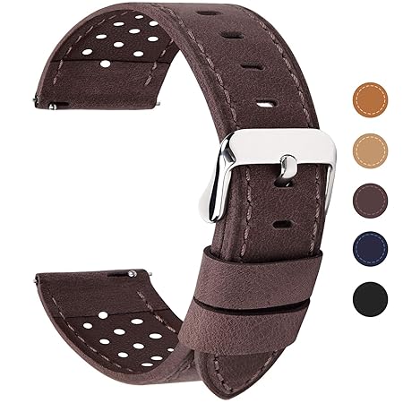 Fullmosa 6 Farben für Uhrenarmband mit Schnellverschluss, Breeze Serie Leder Ersatzband geeignet für Armbanduhr Herren&Damen,