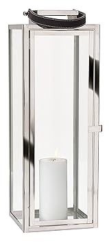 Villa Collection Laterne mit Griff (Tragelasche) Edelstahl Glas mit Tür