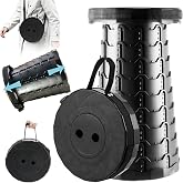 Doseno Collapsible Stool, Foldable Portable Stool for Adults, Black, 1-Pack | Portable collapsible stool: 12 heights, 2.4-17.5 in; thickened PP foldable stool is a compact retractable stool for fishing