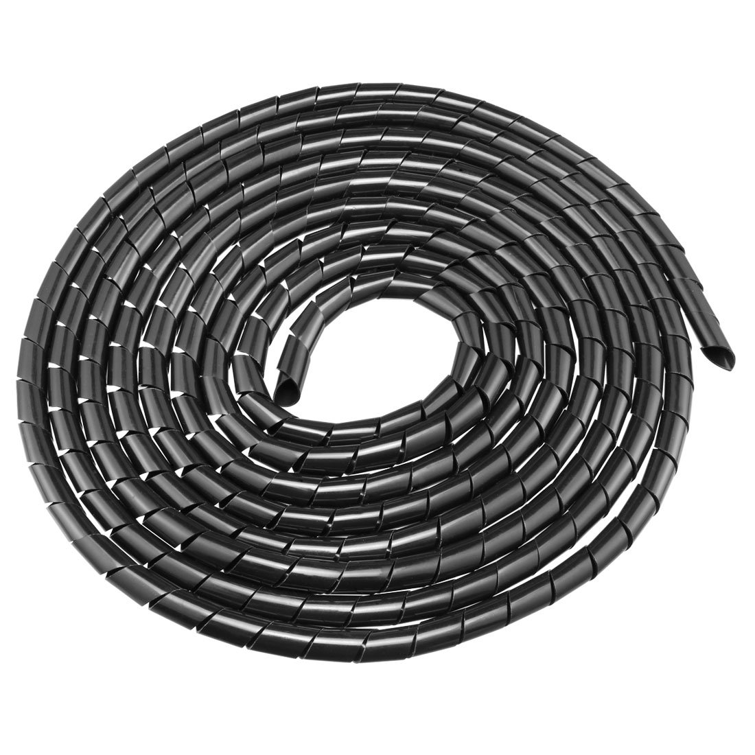 sourcing map Spiral Cable Wrap Wire Cord Wraps 9/16-inch x 15ft Black PE Polyethylene Flexible Tubing for Computer Wire
