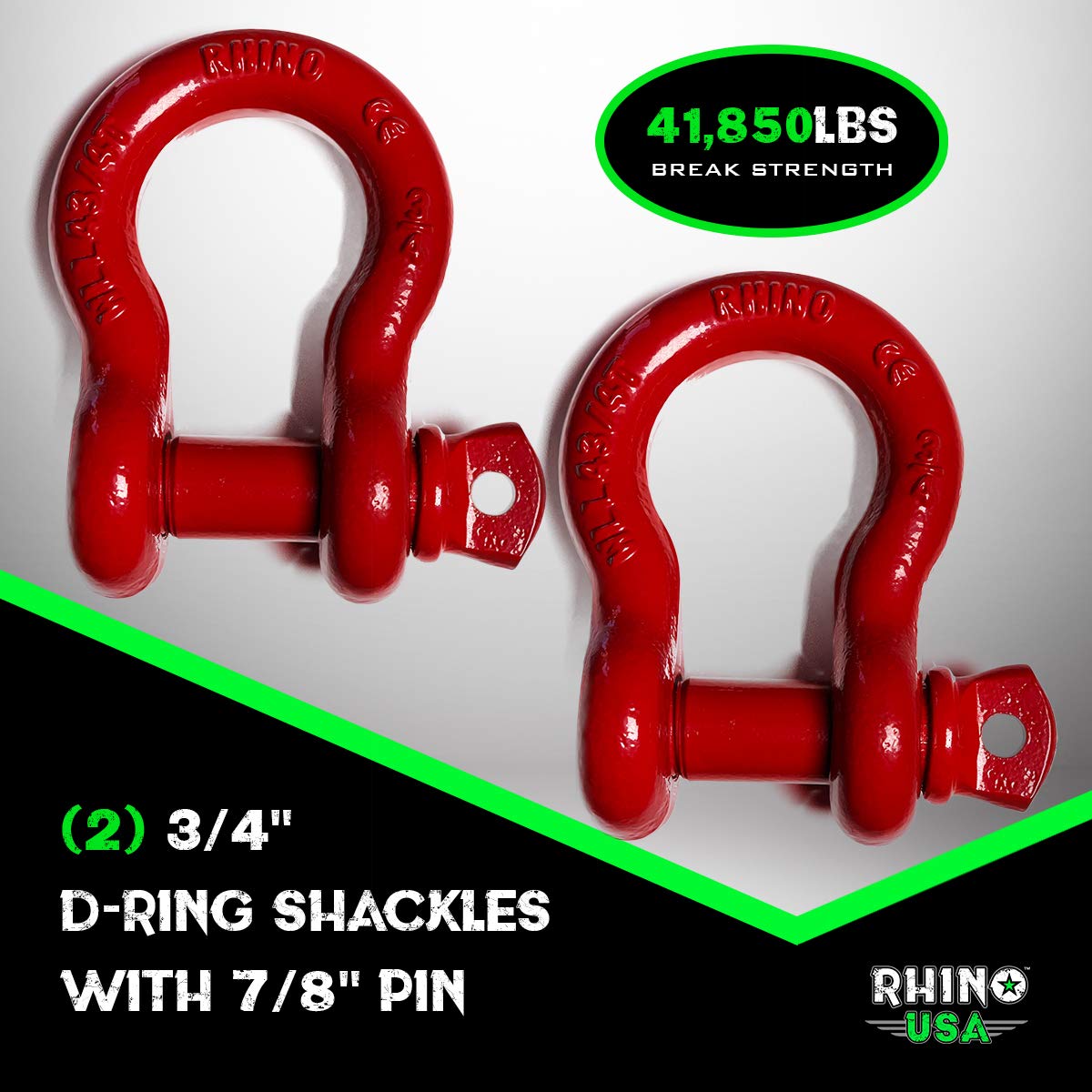 considerate service Rhino USA D Ring Shackle (2 Pack) 41,850lb Break Strength 3/4” Shackle