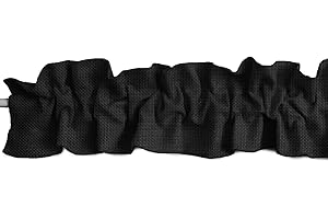 Zen Creative Designs Faux Burlap Sleeve Topper Window Valance Top Bottom Ruffle Home Décor Bedroom Nursery Kitchen Window (58" Wide x 5" Tall, Black)