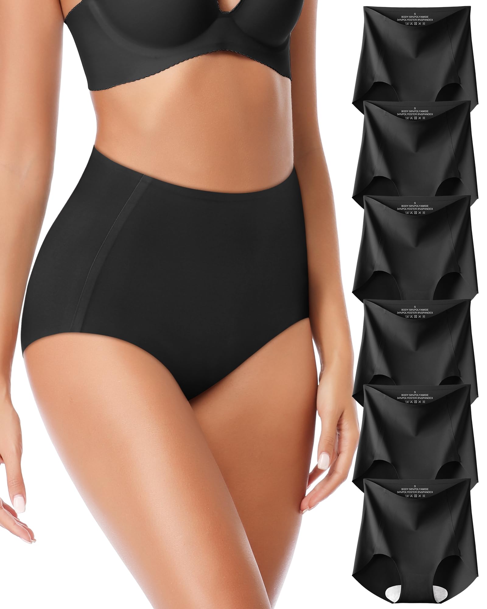 Photo 1 of ***MISSING PIECES**** QOVOQ No Show Seamless High Waisted Underwear Panties for Women Ladies Panty Full Coverage Briefs 6 Pack M