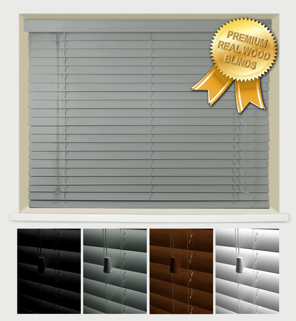 Premium Made To Measure 50mm, Real Wood Blind WHITE [UP TO