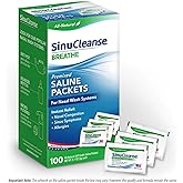 SinuCleanse Pre-Mixed Saline Packets for Nasal Wash Irrigation Systems, 100 Count, Made in USA, All-Natural, Pharmaceutical G