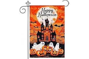 CHWGLFGG Halloween Garden Flag for Outside 12x18 Inch Double Sided, Ghost Pumpkin Small Yard Flags for Outside, Outdoor Welcome Flag Front Porch Decorations for Home