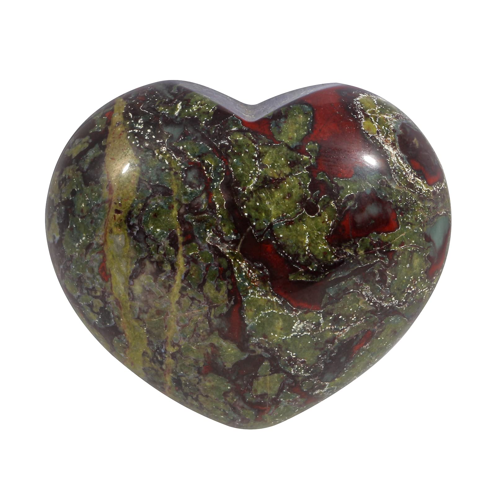 Lovionus89 Natural Dragon Bloodstone Healing Heart Shape Crystal Stone, Polished Semi-Precious Stone for Love, Wellness Positive Energy | Reiki Chakra Meditation(1.8 Inch)