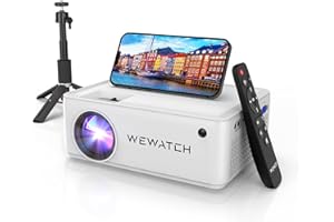 WiFi Bluetooth Projector with 12 inch Lightweight Tripod Stand, WEWATCH 8500L Portable Movie Projector for Home Outdoor, 1080P Video and 260" Display Supported, Use with TV Stick, HDMI, iOS, Android