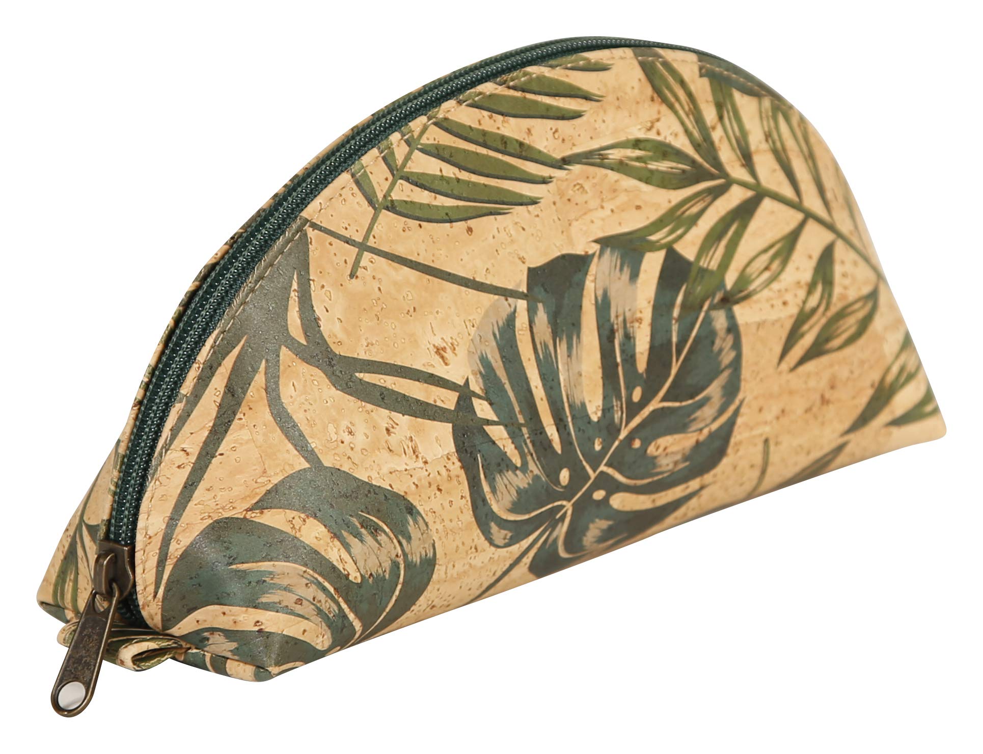 Clairefontaine 420017C - One Large Oval School Pencil Case in Vegan Cork - Dimensions: 21x7.5x10.5 cm - Palm tree - Multi-Functional - Ecological + Practical