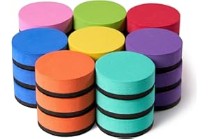 Favide 24 Pack Magnetic Whiteboard Dry Erase Erasers Chalkboard Cleansers for Classroom, Home and Office (Round, 8 Color)