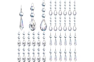 Solsew 36 Pcs Chandelier Crystal Replacement Glass Crystal Ornaments Teardrop Crystal Prisms Clear Glass Hanging Crystals for Chandelier Lamp Suncatcher Window Home Decor(Classic)