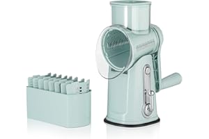 Rotary Cheese Grater 5-in-1 with Handle – Vegetable Slicer, Shredder, Carrot Grater, Nut Grinder & Chocolate Shaver, Durable 