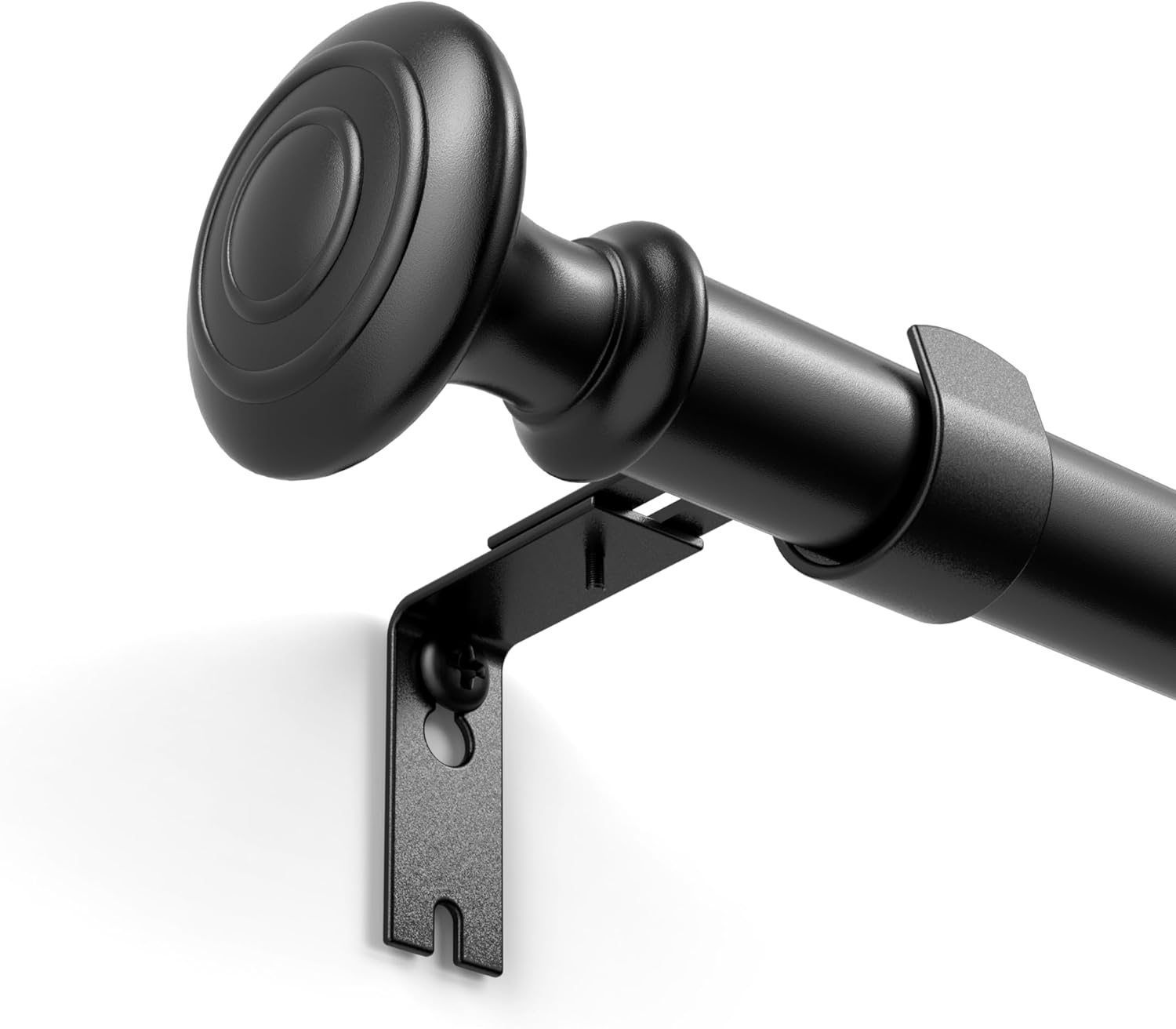 Window Treatment Hardware - Box Space Curtain Rods for Windows 66 to 120 Inches, 1 Inch Diameter Black Curtain Rod with Decorative Finials, Adjustable Length Window Curtain Rod Heavy Duty Drapery Rod, Black