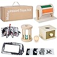 Starrykids Montessori Toys for Babies 0-6 Months, 6 in 1 Learning Educational Set for for Newborn, Toddlers Gifts Includes Spinning Drum, Object Permanence Box, Baby Roller Tummy Time Mirror and More