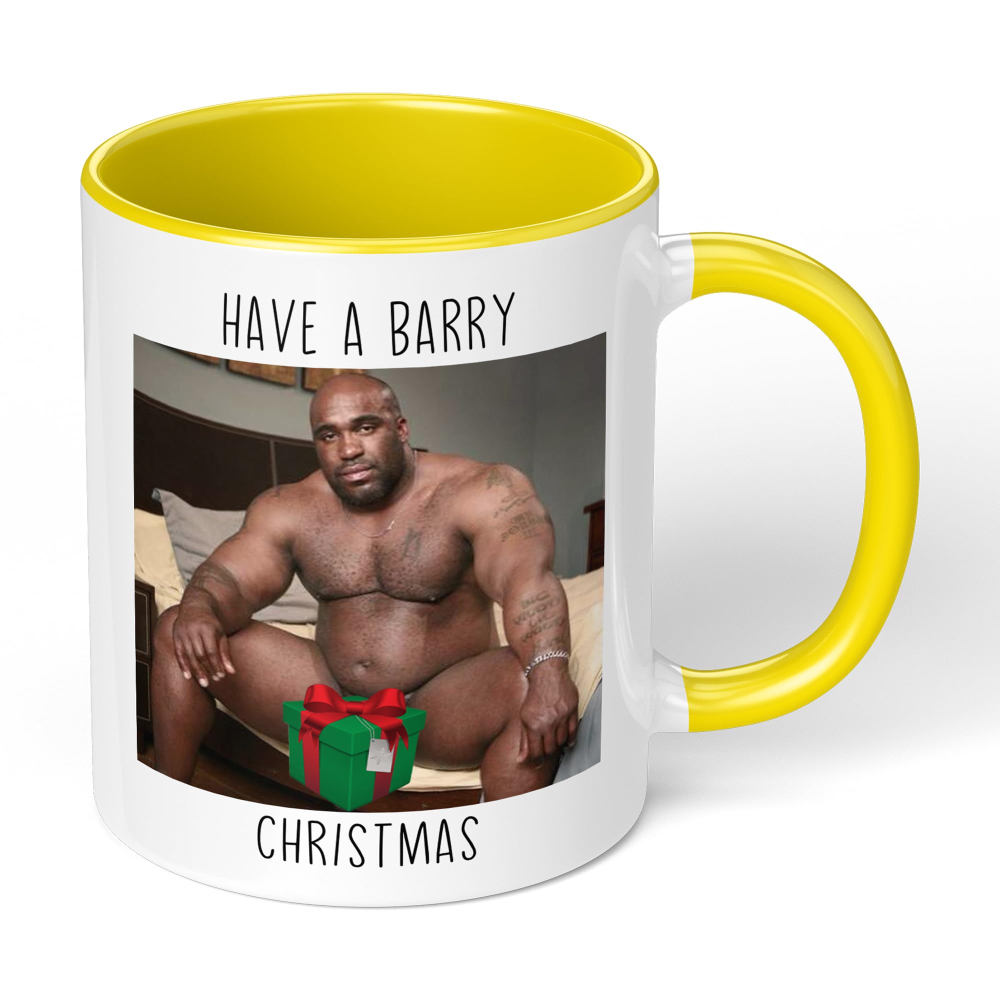 Print Maniacs Barry Wood Christmas 11oz Mug Gift Secret Santa Stocking Women Girls Her Hot Coffee Tea Xmas Present Adult Joke Funny Rude Naughty Present Mug (Yellow Fill)
