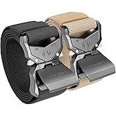 JUKMO Tactical Belt, 2 Pack Military Hiking Rigger 1.5" Nylon Web Work Belt with Heavy Duty Quick Release Buckle