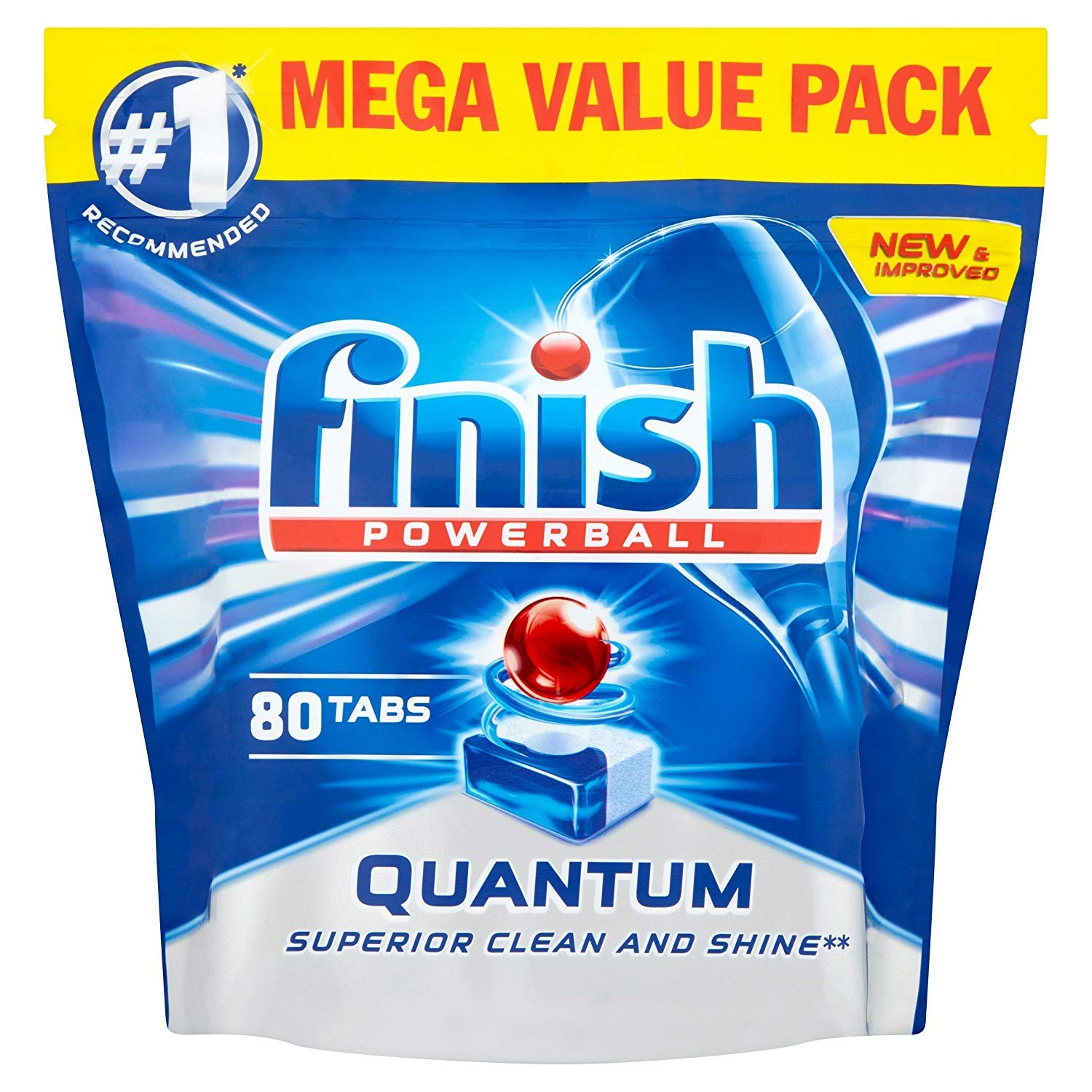 Finish Dishwasher Tablet, Quantum, 88 Tablet, Fresh Scent, Powerful Clean & Shine Detergent Tabs, Tough on Grease Stains