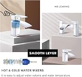 Funime Waterfall Basin Bath Taps Set Chrome Brass Sink Mixer Monobloc Double view 5