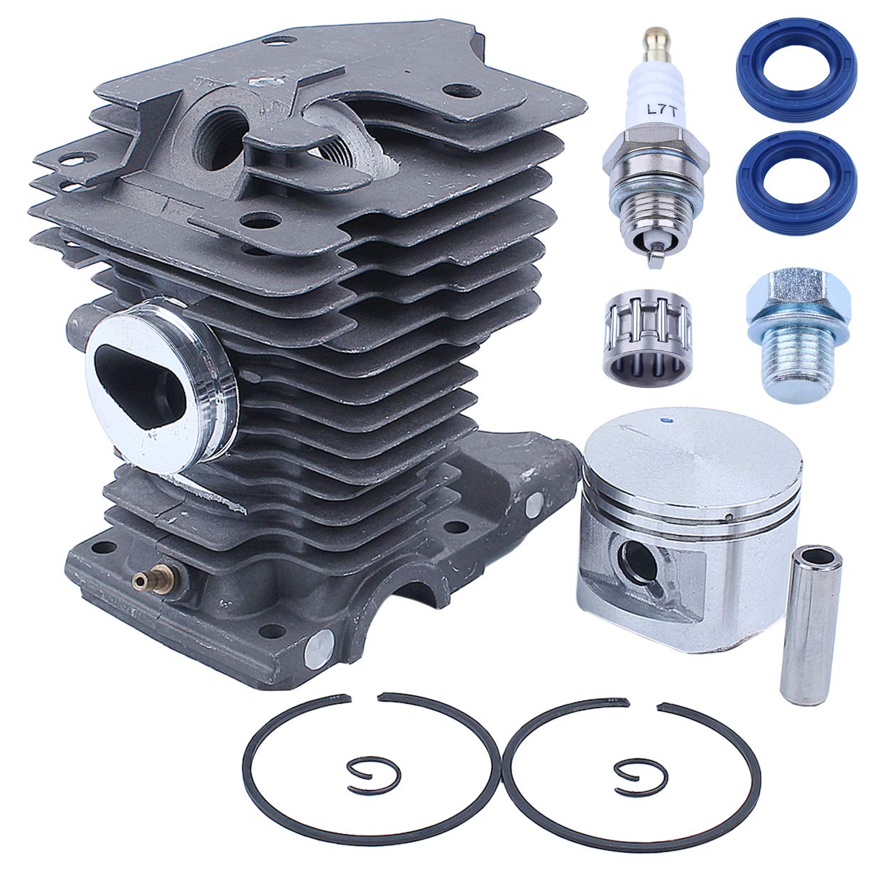 Mtanlo 46mm Cylinder Piston Kit for Stihl MS280 MS280C MS270 MS270C MS 270 280 Chainsaw 1133 020 1203 1133 020 1202,Cylinder Piston kit Top End Kit Big Bore with Spark Plug Oil Seal